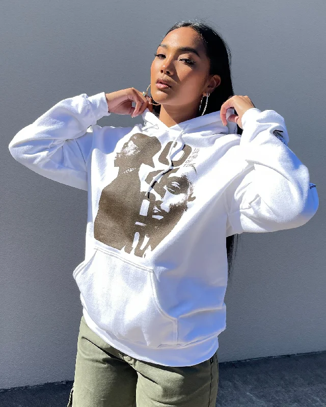 Tupac Uteot Tracklist Hoodie White Hoodie with Lace Feminine Delicate