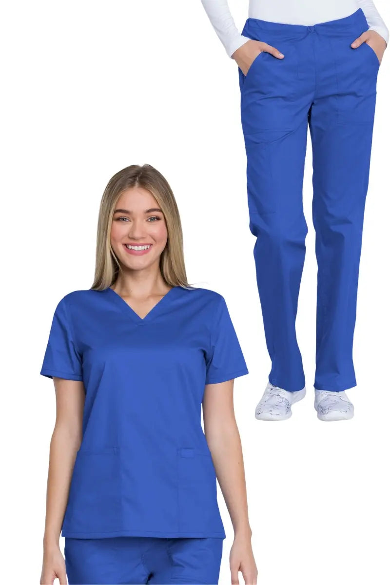 Dickies Industrial Women's Tall Pants Scrub Set | Royal Blue Chic Faux Leather Pants