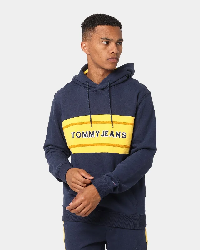 Tommy Jeans Pieced Band Logo Hoodie Twilight Navy Hoodie with Hem Detail Decorative Unique