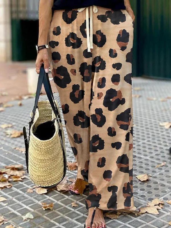 Leopard Wide Leg Pants Soft Sweatpants Style