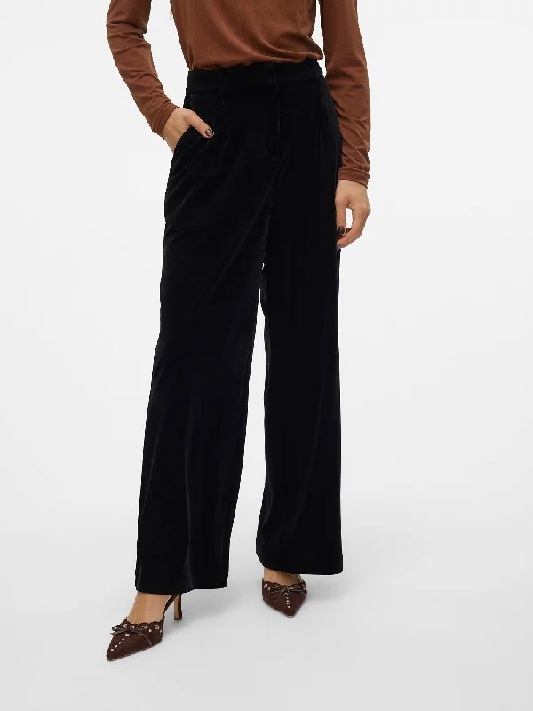 Γυναικείο παντελόνι βελούδινο VMALLISON MW WIDE VELVET PANT 10321446 | 10321446 Fashionable Jogger Pants