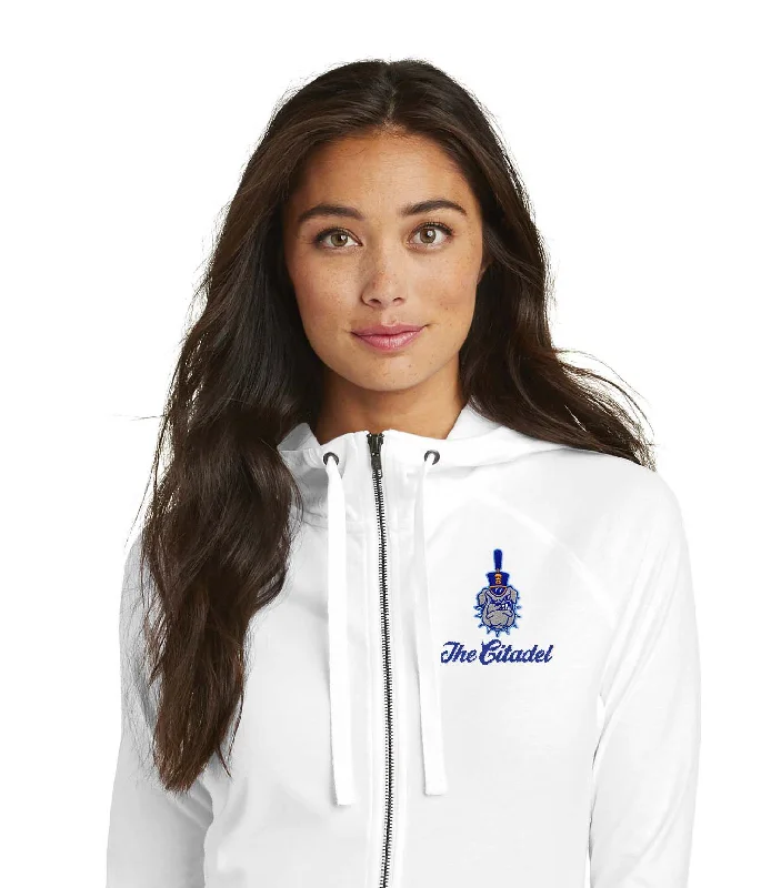 The Citadel Spike Ladies Sueded Cotton Blend Full-Zip Hoodie Hoodie with Lace Feminine Delicate