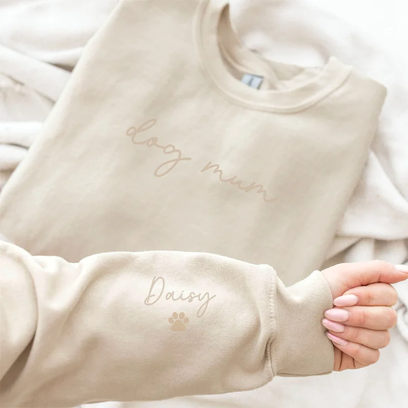 On My Sleeve Personalised Tonal Dog Mum Sweatshirt Hoodie with Tied Waist Feminine Flattering