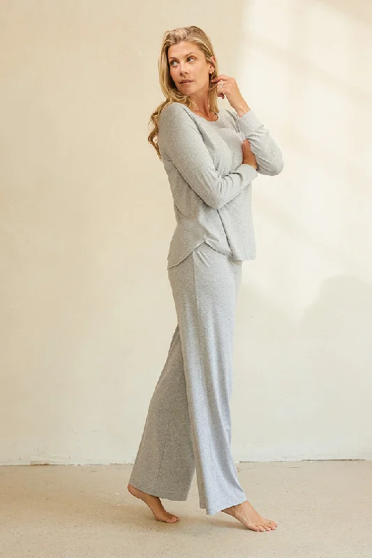 Relaxed Long Sleeve Top + Pajama Pant Fashionable Work Pants