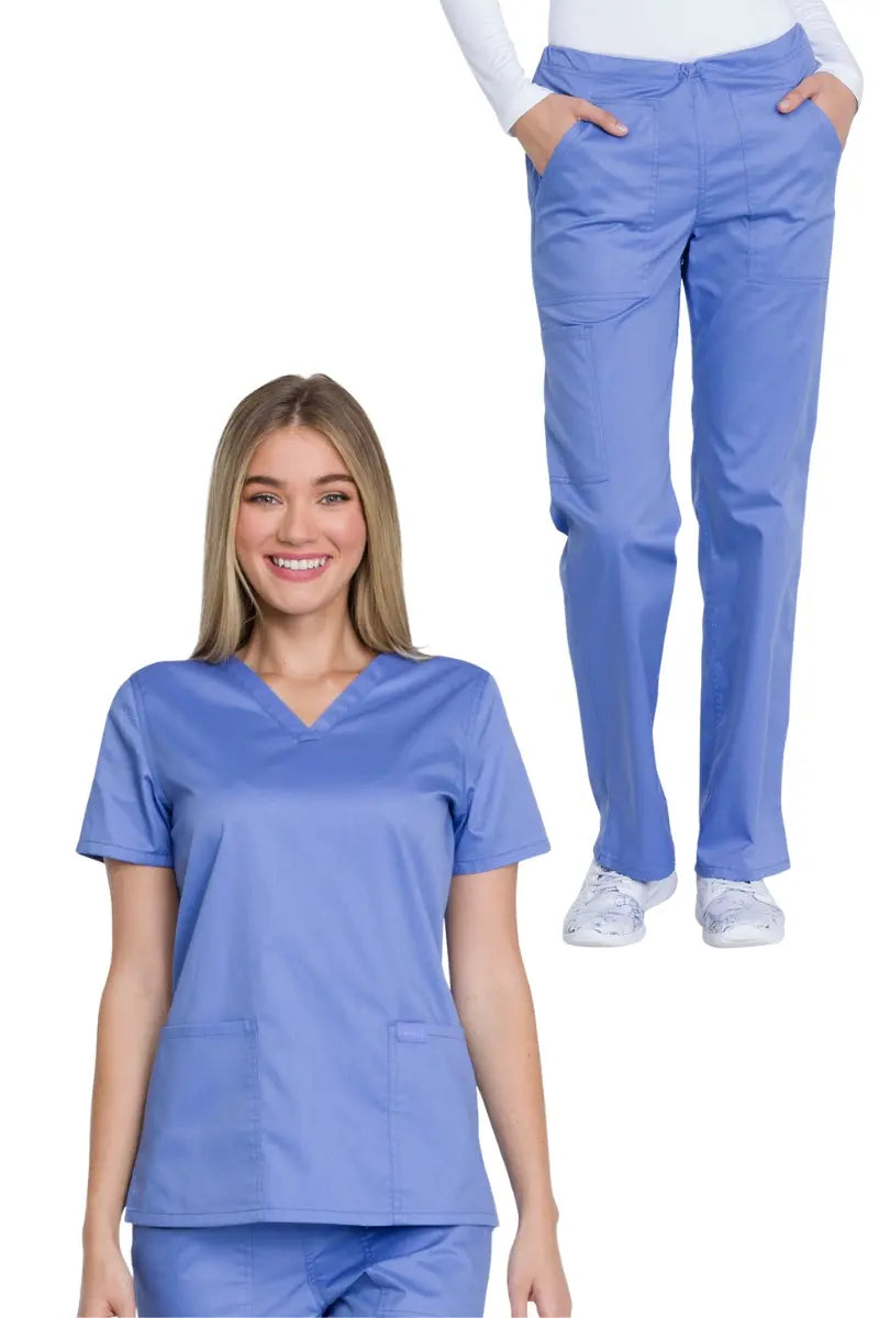 Dickies Industrial Women's Petite Pants Scrub Set | Ceil Blue Fashionable Work Pants