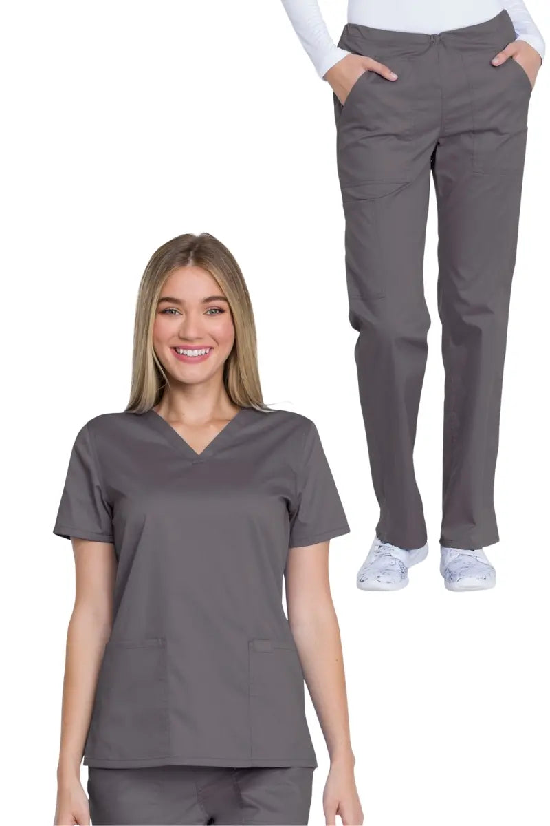 Dickies Industrial Women's Tall Pants Scrub Set | Pewter Trendy High-Waist Trousers