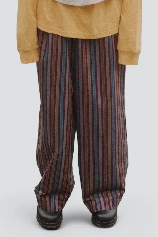 Maroon Multi Stripe Ole Pants Trendy Palazzo Pants