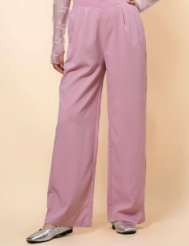 Ladies Solid Color Wide Leg Everyday Pants SKP41202 Sleek Black Pants