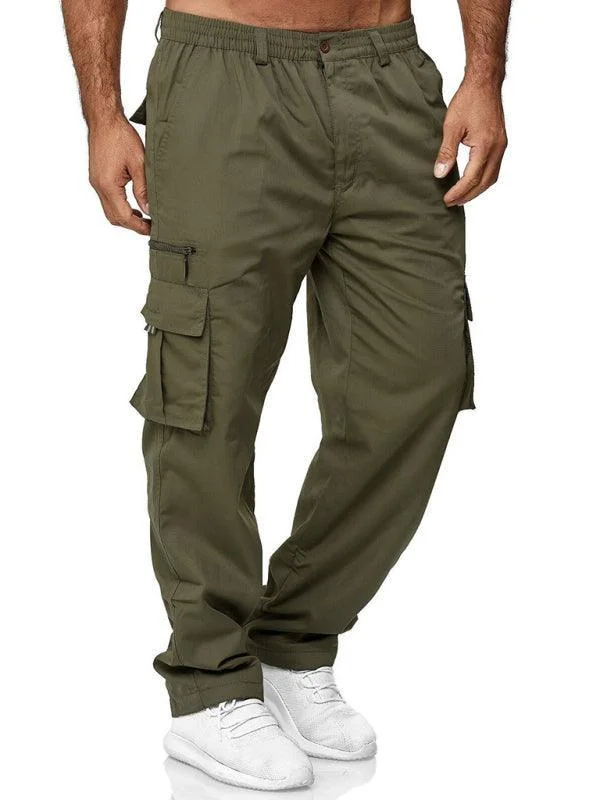 Multi-Pocket Loose Men Cargo Pants Stylish Elastic Waist Pants