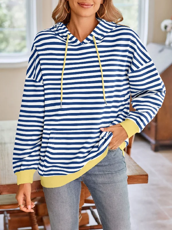 Drawstring Striped Hoodie in 6 Colors Hoodie with Stripes Bold Sporty