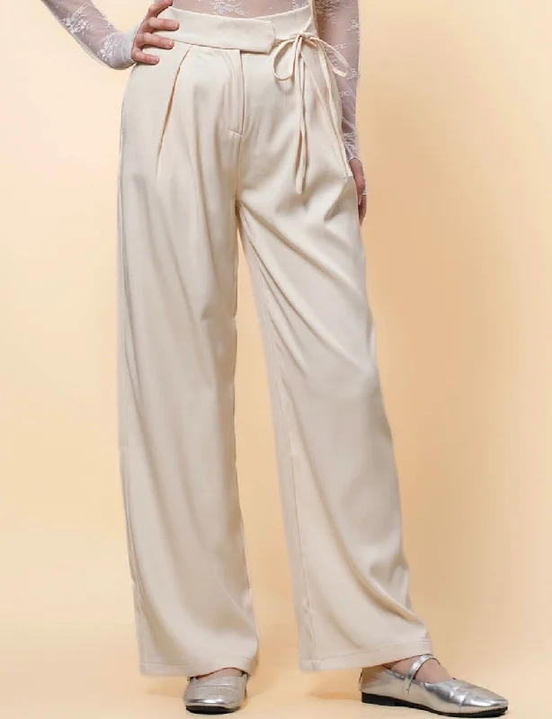 Ladies Waist Side Tie Wide Leg Pants SKP41196 Slim-Fit Leggings