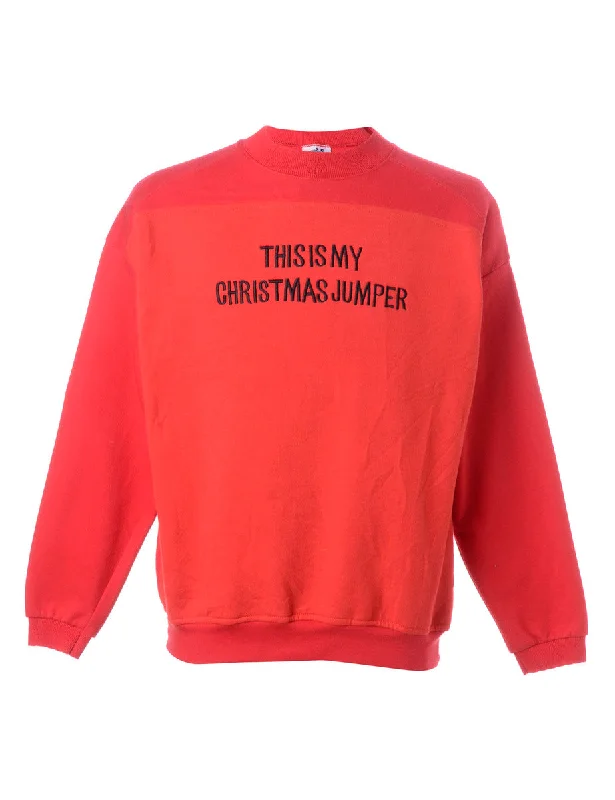 Label This Is My Christmas Sweatshirt Hoodie with High-Low Hem Asymmetrical Trendy