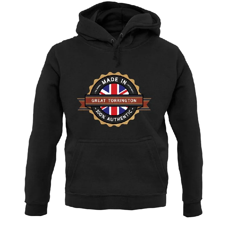 Made In Great Torrington 100% Authentic Unisex Hoodie Hoodie with Stripes Bold Sporty