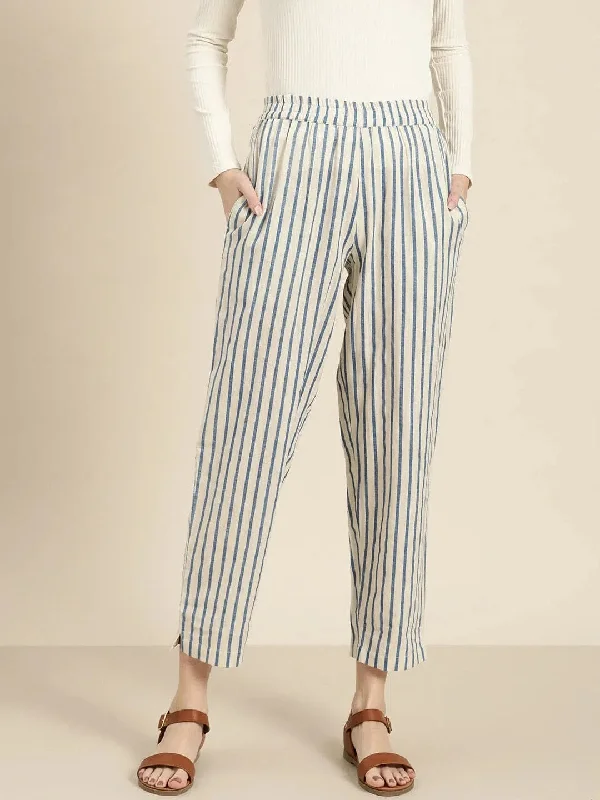 Navy Striped Pants Trendy Work Pants