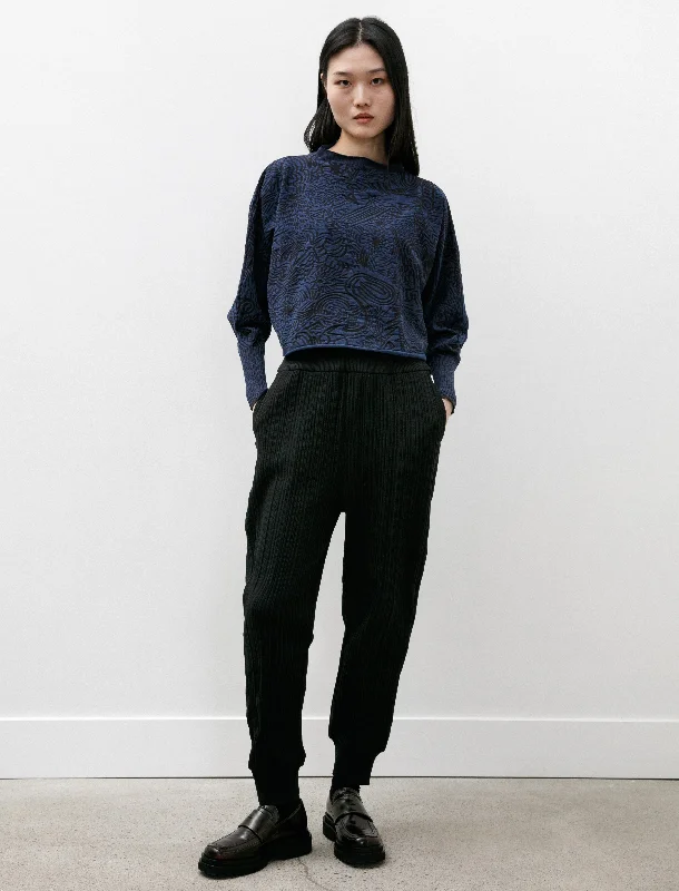 Crepe Knit Pants Black Stylish Casual Pants