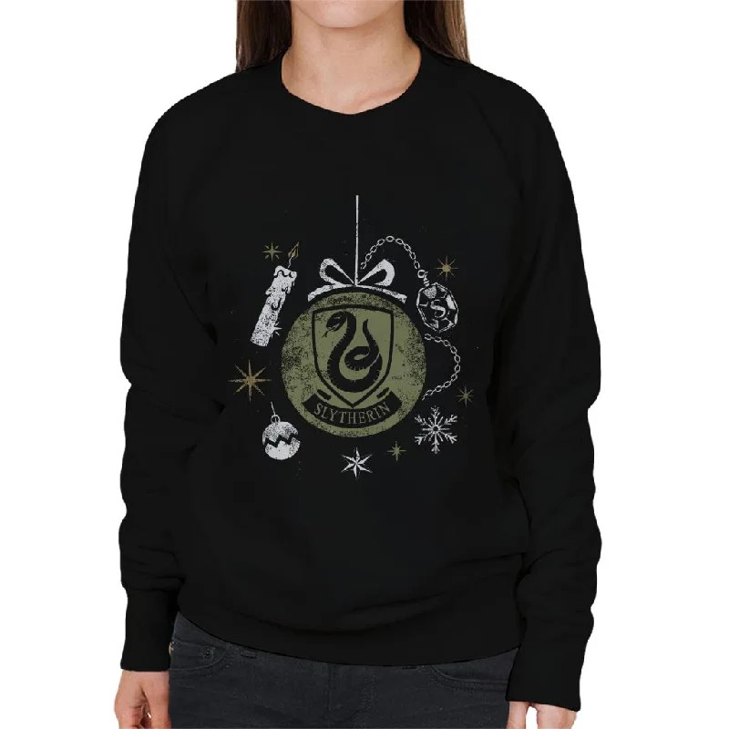 Harry Potter Christmas Slytherin Bauble Women's Sweatshirt Hoodie with Mock Neck Collared Structured