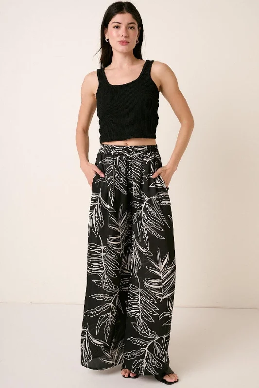 Mittoshop Printed Wide Leg Pants Slim Fit Casual Pants