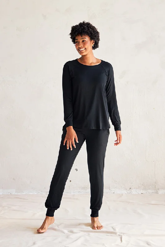 Relaxed Long Sleeve Top + Harem Pant High-Waist Jogger Pants