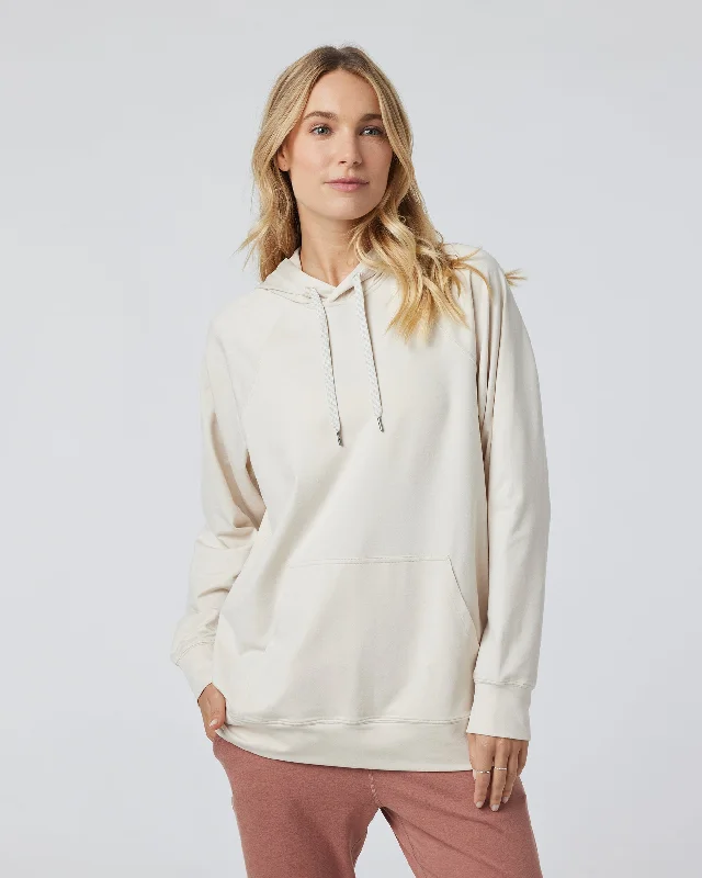 Vuori Halo Oversized Hoodie - MILKWEED HEATHER Hoodie with Zipper Placket Modern Functional