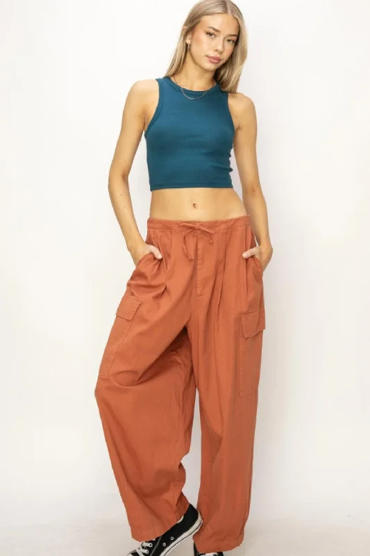 HYFVE Drawstring Cargo Wide Leg Pants Comfy High-Waist Jeans