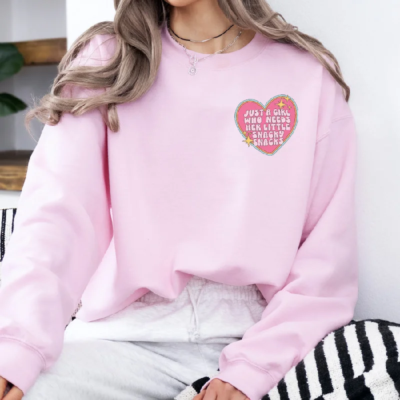 Snacky Snacks Heart Pocket Sweatshirt Hoodie with Batwing Sleeves Loose Dramatic