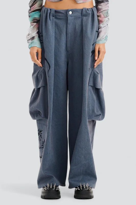 Charcoal Pleated Cargo Pant Classic Stretch Pants