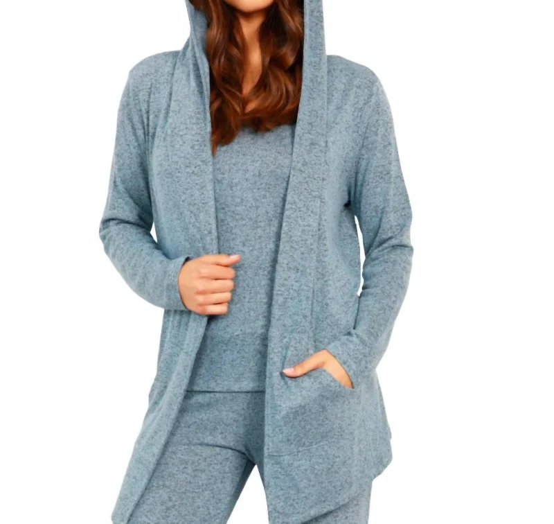 Open Hoodie Duster In Wind Hoodie with V-Neck Classic Versatile