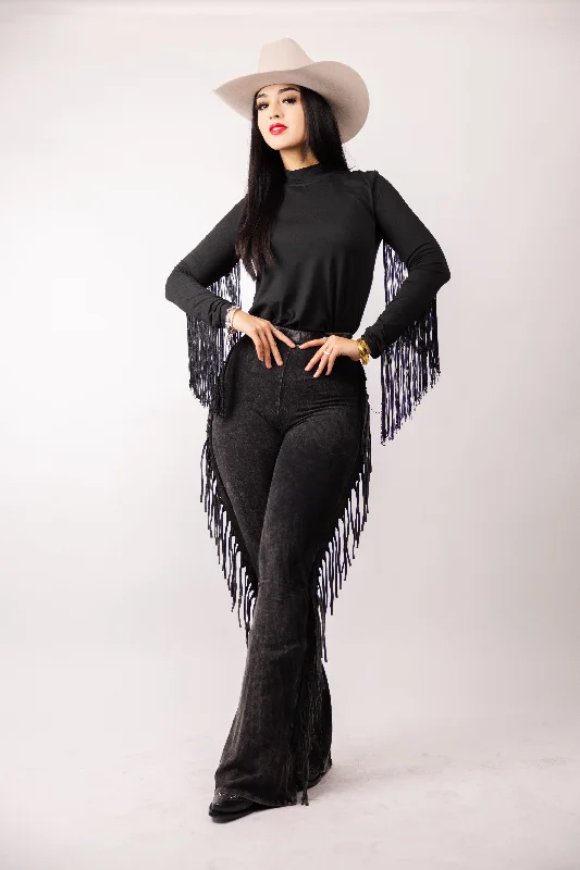 Fringe Detailed Pants Modern Stretch Trousers