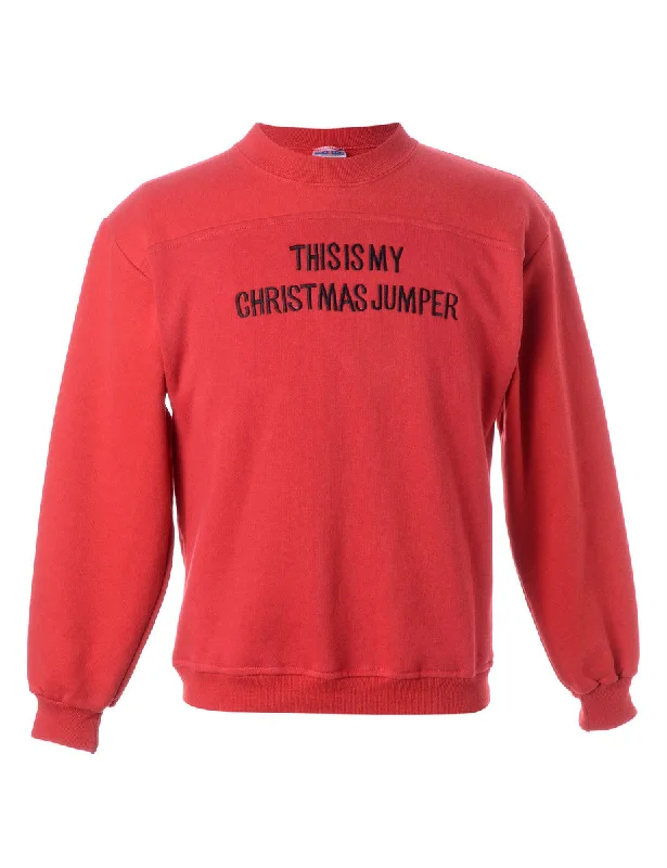 Label This Is My Christmas Sweatshirt Hoodie with Hem Ribbing Snug Secure