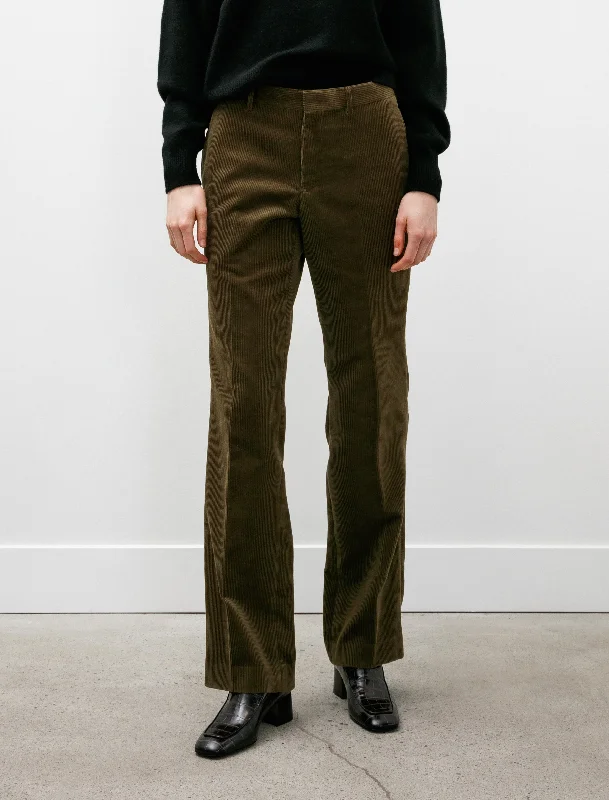 Corduroy Piped Stem Pants Khaki Trendy Tapered Pants