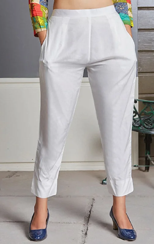 White Rayon Pants Casual Track Pants