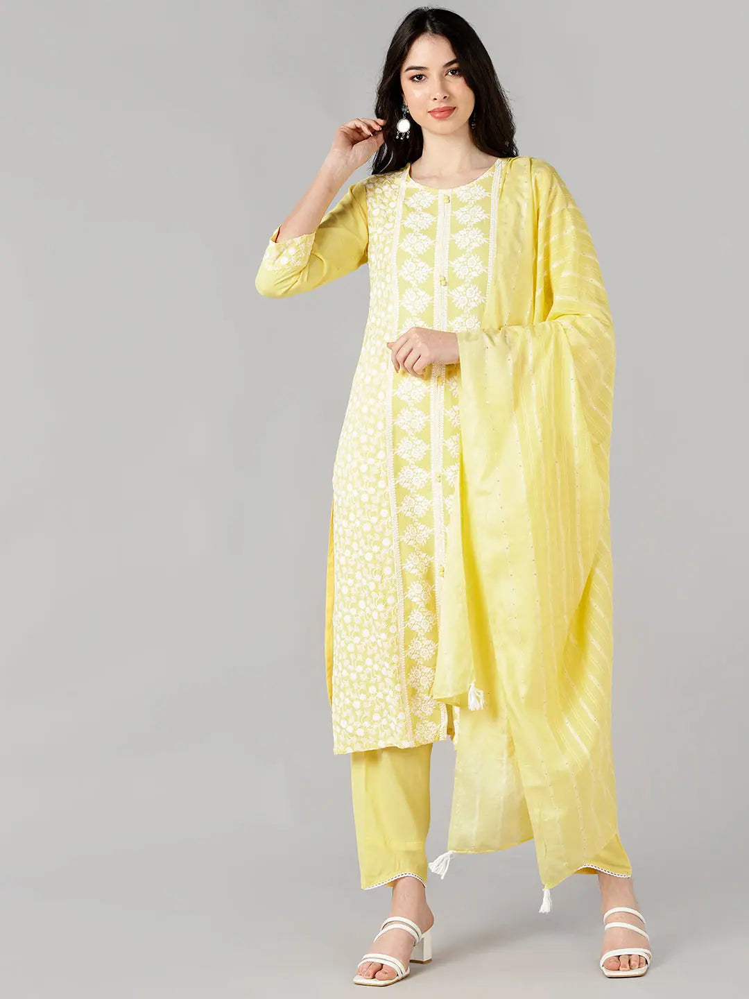 Ahika Poly Silk Printed Kurta Pant Dupatta-VKSKD1338AB_L Wide-Legged Palazzos