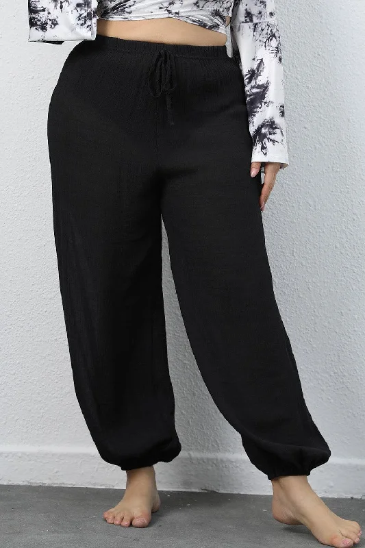 Plus Size Drawstring Jogger Pants Classic Straight Pants