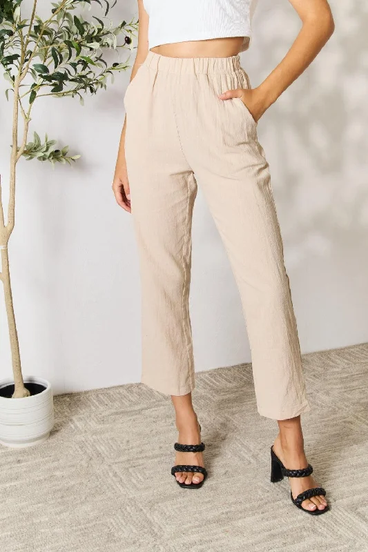 Double Take Pull-On Pants with Pockets Comfortable Denim Trousers