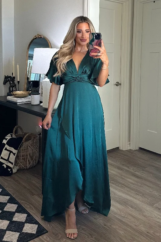 Before You Go Maxi Dress: Emerald Trendy Floral Print Maxi Dress