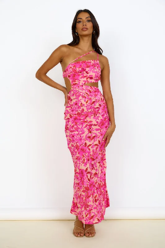 Believe Me Maxi Dress Pink Trendy V-Neck Maxi Dress