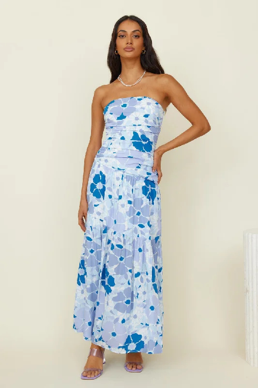 Daydreamer Maxi Dress Blue Fashionable Button-Down Maxi Dress