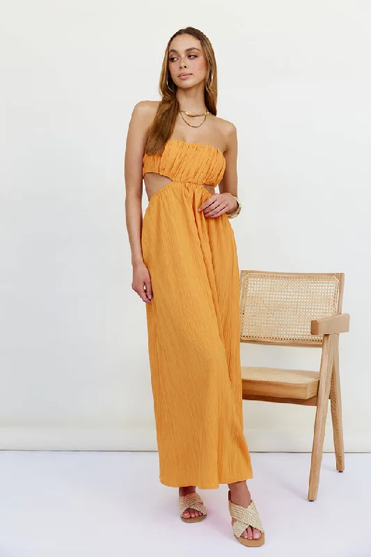 Delphina Maxi Dress Orange Cozy Spaghetti Strap Maxi Dress