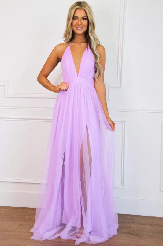 Forever Love Maxi Dress: Lavender Stylish Pleated A-Line Maxi Dress