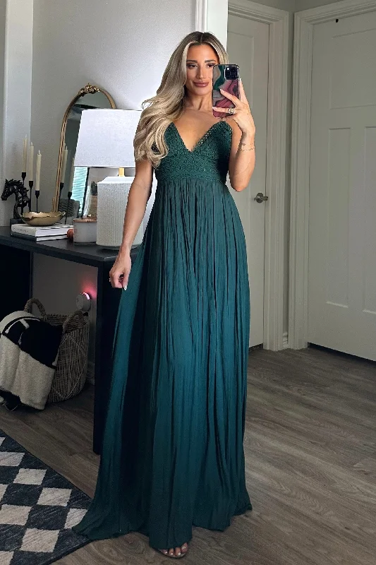 Free As a Bird Maxi Dress: Hunter Green Fashionable High-Low Maxi Dress