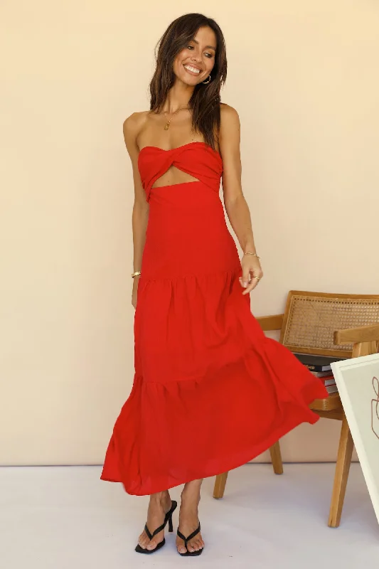 Free Falling Maxi Dress Red Chic Summer Maxi Dress