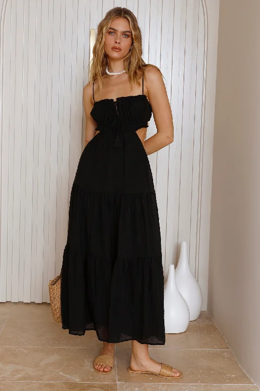 Heartbreaker Maxi Dress Black Casual Maxi Dress with Pockets