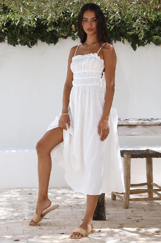 Home To You Maxi Dress White Casual Maxi Dress with Pockets