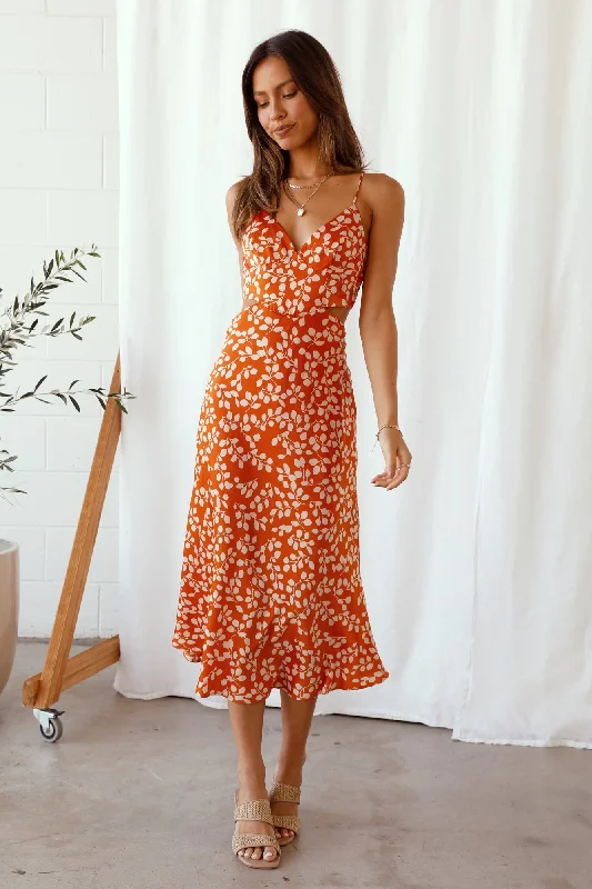 Love Arrow Maxi Dress Orange Comfortable Maxi Dress with Sleeves