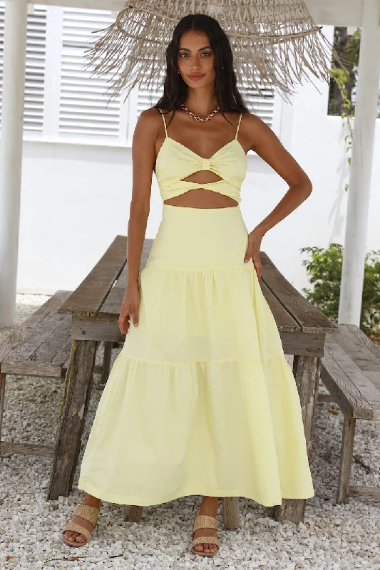 Make It Natural Maxi Dress Yellow Chic Off-Shoulder Maxi Dress