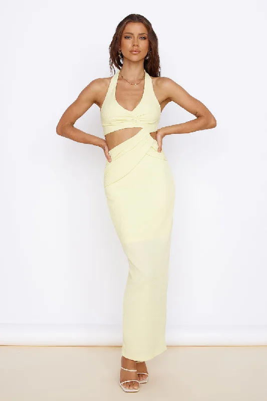 New Found Purpose Maxi Dress Yellow Elegant Silk Maxi Dress