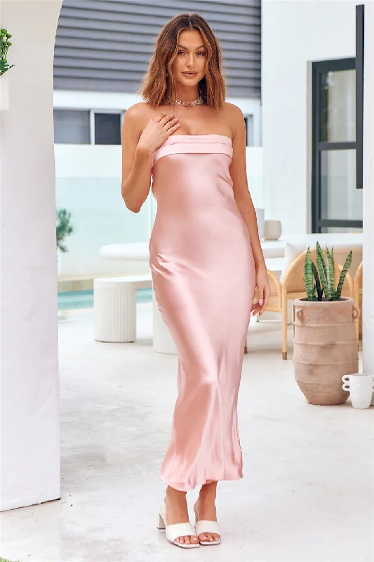 No Two Alike Maxi Dress Pink Fashionable High-Waist Maxi Dress