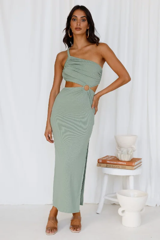 North Facing Sun Maxi Dress Green Elegant Tiered Maxi Dress