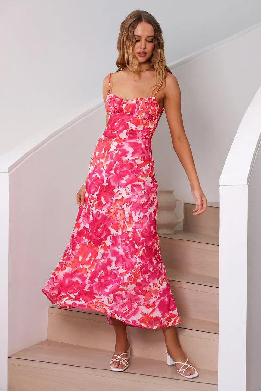 Peony Pillow Maxi Dress Pink Comfortable Bohemian Maxi Dress