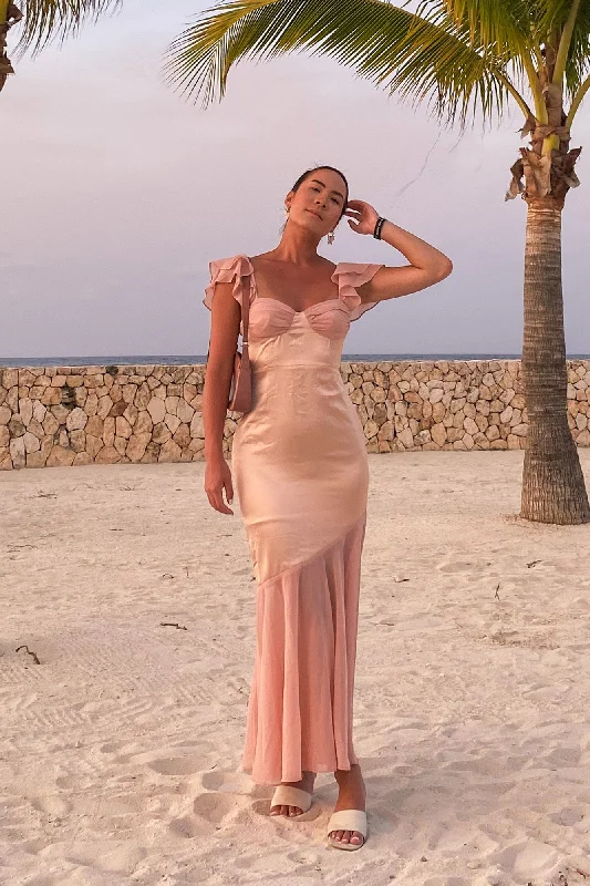 Pretty Wishes Maxi Dress Pink Stylish Maxi Dress with Frills